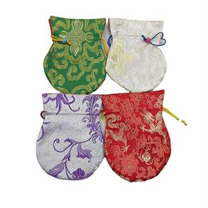 Asthamangal Gift Craft Oval Silk Jewelry <b>Pouch</b> Florals Pattern <b>Drawstring</b> Closure Washable Style Engraved Printing-Thanksgiving - Product Image 2