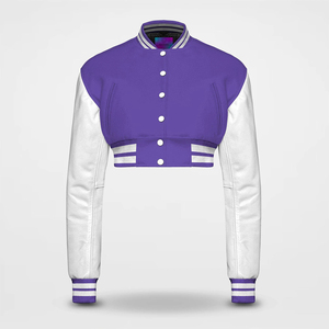 Top Trending Custom Women's Varsity <b>Jacket</b> Breathable Full Sleeve Crop Long Sleeves Wholesale Wool Canvas <b>Waterproof</b> <b>Jackets</b> - Product Image 1