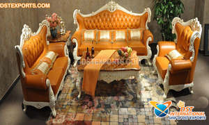 Sofá tallado de gama alta italiano de 3 plazas, chaise Italiano de Diseño de lujo para salón, nuevo chaise pulido dorado moderno para el hogar - Product Image 5