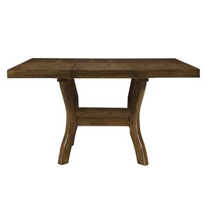 Table à manger en bois plaqué Mindy avec finition marron transitionnelle, étagère inférieure extensible et plateau ajouré pour mobilier de salle à manger - Product Image 2