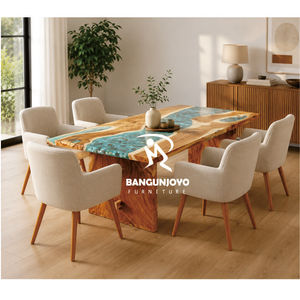 Midcentury Modern Wood <b>Dining</b> Set 6 Piece Solid Back Chairs Durable Home Furniture - Product Image 1