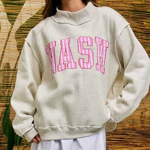 Wholesale <b>Mock</b> <b>Neck</b> Crew <b>Neck</b> Cotton Fleece Sweatshirt NASH Women Unisex Chenille Embroidery Letter Greek Sorority Pullover - Product Image 1