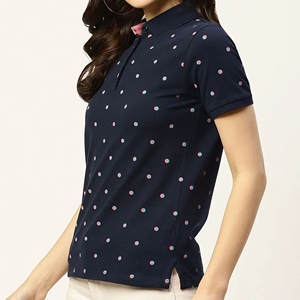 Polo de Mujer, Manga Corta, Informal, Tejido Transpirable, Largo Regular, 100% Algodón, Estampado - Product Image 5