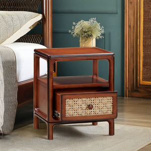 Tout nouveau design moderne Table de chevet en bois à 1 tiroir ensemble de meubles de chambre à coucher avec emballage en carton à bas quantité minimale de commande approvisionnement direct du Vietnam - Product Image 1