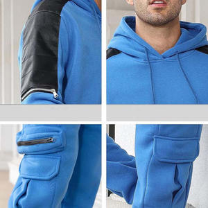 Wholesale Customized Men's Winter Plus Size Pullover Sportswear 100% Cotton Seamless Breathable Windproof Printed 2-<b>Pc</b> <b>Sets</b> - Product Image 3