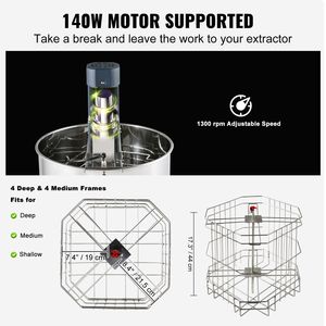 Estrattore di Miele Elettrico in Acciaio Inossidabile a 4/8 Telai, Centrifuga per Apicoltura, Macchina per la Lavorazione del Miele - Product Image 3