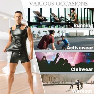 เสื้อกล้ามหนังเทียมปักโลโก้สำหรับผู้ชาย เสื้อกล้ามผ้าฝ้ายหนา 180 กรัม สไตล์ลำลองสำหรับฤดูร้อน - Product Image 4