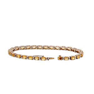 Handmade 925 Sterling <b>Silver</b> Tennis <b>Bracelet</b> for Women Natural Oval Cut Golden Citrine and Cubic Zircon for Weddings - Product Image 5