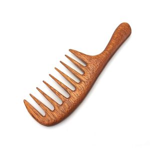 Peigne à cheveux en bois écologique fait main, bois naturel poli, design à dents larges, personnalisable pour démêler et masser le cuir chevelu - Product Image 1