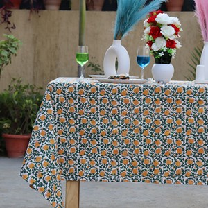 Printed Cotton Linen <b>Tablecloth</b> With Plant Pattern <b>Square</b> Washable Outdoor Use Classic Style - Product Image 1