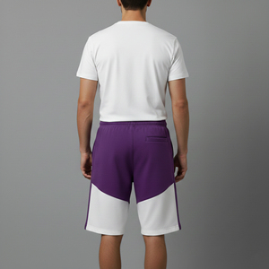 Shorts Bermuda pour Homme, Couleurs Violet et Blanc, Taille à Cordon, Séchage Rapide, Tenue Décontractée avec Impression de Logo sur le Devant - Product Image 2