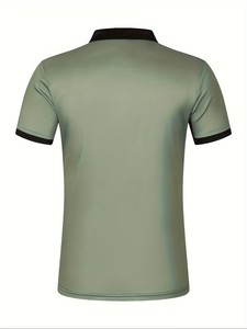 Polo en tricot à manches courtes pour homme, rayé, bicolore vert et noir, avec poche, style décontracté, coupe classique - Product Image 2