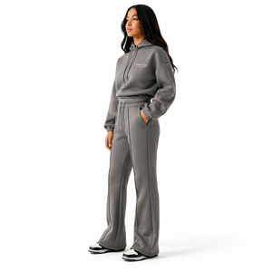 Ensemble sweat à capuche gris oversize ONETEN et pantalon polaire décontracté unisexe, tenue assortie hiver, logo dessin animé sur le devant, respirant 300g - Product Image 2