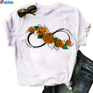 T-shirt imprimé pour femme à manches courtes, motif rose et papillon, coupe ample et respirante, grandes tailles - Product Image 5