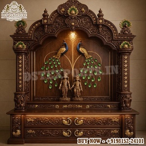 Templo de madera de teca hecho a mano con diseño Gopuram del sur de la India, templo támil exclusivo tallado a mano en madera para decoración del hogar. - Product Image 6