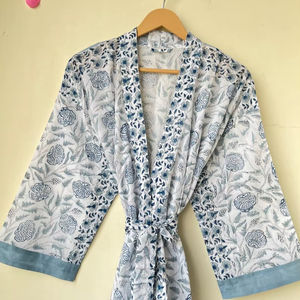 Bata Kimono de Algodón Suave con Estampado de Dibujos Animados para Mujer, Camisón de Verano Hecho a Mano ODM con Cuello en V y Cintura Elástica de Longitud Completa - Product Image 1