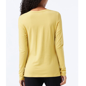 Camiseta clásica de manga larga para mujer, cuello redondo, algodón, precio económico, venta al por mayor, logotipo personalizado, camisetas de manga larga. - Product Image 2
