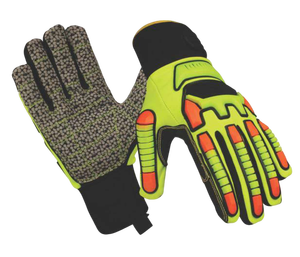Guantes de Seguridad Industriales Amarillos de Alta Visibilidad, Guantes de Trabajo Resistentes con Palma de Silicona Hexagonal y Protección Contra Impactos de TPR - Product Image 1