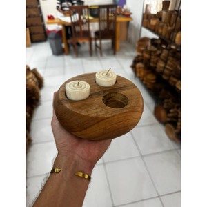 Porte-bougie rond en bois fait main créatif, écologique, résistant à la chaleur, durable, décoration d'intérieur pour Noël et anniversaire - Product Image 2