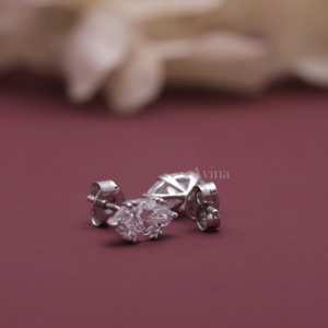 IGI Certified Lab Grown Diamond Marquise Cut Solitaire Stud <b>Earrings</b> in 9K White / Rose & Yellow Gold 6-Prong Diamond <b>Earrings</b> - Product Image 4