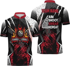Maillot de sport personnalisé de snooker, demi-zip, uniforme de billard 8 boules - Product Image 6