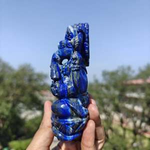 Statue de Ganesha en lapis-lazuli bleu afghan sculptée à la main, figurine en pierre précieuse sculptée pour la décoration de la maison, cadeau - Product Image 4