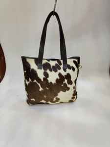 Sac fourre-tout en cuir véritable à poils, style vintage, broderie, couleur unie, personnalisable, pour femme, LHTB-0038 - Product Image 5