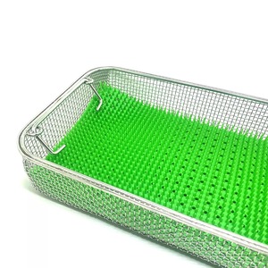 German Stainless Steel Hollowware Sterilization Mesh Tray Basket 40x30x7cm Green <b>Silicone</b> <b>Mat</b> Manual By Mahfooz Instruments - Product Image 4