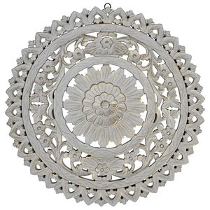Panneau mural en bois, art floral, décoration murale vintage blanche, grande taille - Product Image 3