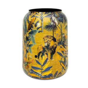 Linea Exports Inc Ceramic Round <b>Vase</b> With Floral Design Glossy Finish Handmade Bohemian Style Tabletop Decor - Product Image 5