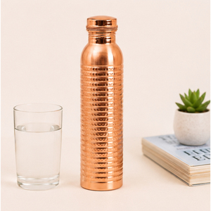 Handcrafted Pure Copper Water Bottle Hammered Design Leak-Proof & Jointless Ayurvedic Health Benefits for Yoga Gym and Office - Product Image 6