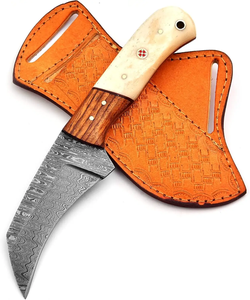 Premium High Carbon Damascus Steel Straight Edge Multifunctional Hunting Camping <b>Knife</b> Full Tang Blade with <b>Bone</b> <b>Handle</b> - Product Image 1