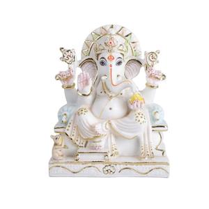 Sculptures artistiques en marbre pur du Dieu Ganesha, fabriquées en Inde, pour les intérieurs modernes, contemporains et luxueux, disponibles à la vente. - Product Image 4