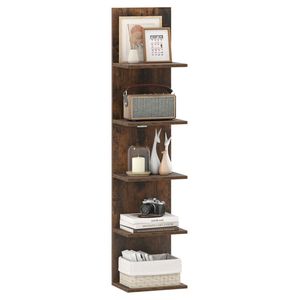 Mensola Galleggiante Classica a 5 Livelli Marrone Rustico da Parete 30.48x21.59x129.54cm in Legno Ingegnerizzato, 11 libbre per Mensola, 9.5 pollici, per la Casa - Product Image 3