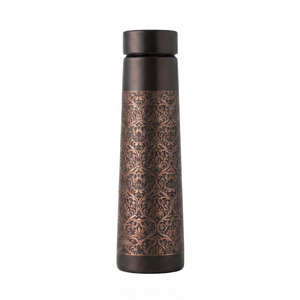 Handmade <b>Copper</b> <b>Water</b> <b>Bottle</b> with Engraved Lotus Wave Design, Ayurvedic Reusable <b>Copper</b> <b>Bottle</b>, Metal Drinkware, <b>Wholesale</b> OEM - Product Image 1