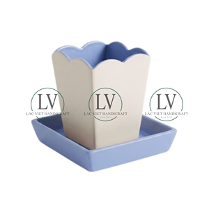 Maceta de laca de diseño único, maceta con platillo, maceta de interior para decoración del hogar de estilo escandinavo de Vietnam - Product Image 3