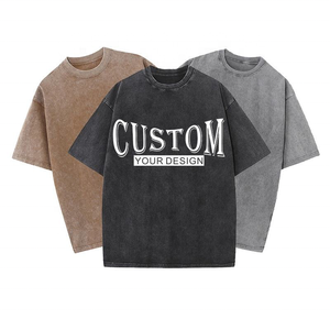 Camiseta de Hombre al por Mayor, Lavado Ácido, Transpirable, de Secado Rápido, Estilo Vintage, Streetwear, Hip Hop, 100% Algodón, Logotipo Personalizable - Product Image 1