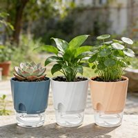 PIONEERA 4.7 6 8 Inch Pot Tanaman Self Watering dari Plastik PP, Penanam Bunga dengan Reservoir Air dan Irigasi Wick untuk Rumah dan Taman Dalam Ruangan