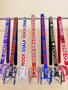 Vintage Portable College <b>Game</b> Day Stadium Approved Custom Beaded Strap <b>Hook</b> Clear Crossbody Waterproof Durable Vinyl/PVC Satchel - Product Image 1