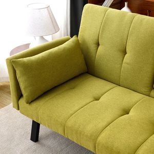Divano Letto Multifunzionale in Cotone e Lino da 70 Pollici con Design Pieghevole, Portabicchieri e Vano Laterale per Trasformare Istantaneamente il Soggiorno - Product Image 5