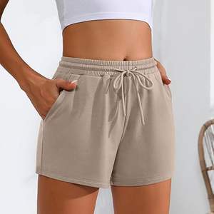 Shorts de sport en molleton pour femmes, taille haute, avec cordon de serrage, pour l'été - Product Image 3