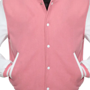 Vestes universitaires en laine rose en gros, vestes Letterman personnalisées avec logos grecs, streetwear pour sororités et fraternités, couleurs personnalisées - Product Image 4