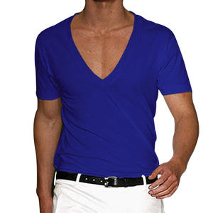 Camisetas de Cuello en V para Hombre, de Algodón, para Hacer Ejercicio, Camiseta de Algodón y Poliéster, Lisa, 180 g/m², Ajuste Estándar - Product Image 1