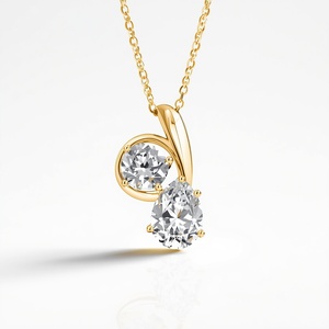 Collar con Colgante de Diamante Cultivado en Laboratorio en Forma de Corazón y Pera, en Oro Sólido de 9K, Joyería Fina para Mujer, Diseño OEM Personalizado - Product Image 5