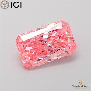 Diamante Cultivado en Laboratorio con Certificado IGI, Corte Radiante de 1.00 Quilates, Color Rosa Intenso, Claridad VVS2, para Anillo de Diseñador - Product Image 1