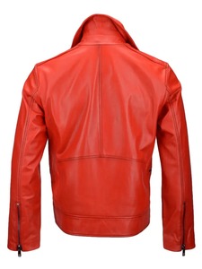 Chaqueta de Cuero Roja Estilo Motero - Product Image 2