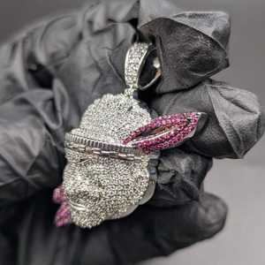 Colgante de Moissanita Personalizado con Cara de Conejo, Estilo Hip Hop Iced Out, Plata 925, Joyería Fina de Lujo, Colgantes y Dijes - Product Image 6
