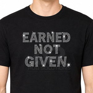 T-shirt en coton 100% avec strass, style tendance, vêtements de mode haut de gamme, design de logo personnalisé, prix de gros d'usine - Product Image 2