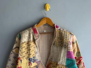 Veste matelassée patchwork pour femme, en coton, broderie à la main, manches longues, style automne, longueur normale, cadeau pour elle - Product Image 4