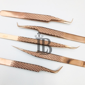 <b>Top</b> Trend New Arrival Sustainable Rose Gold Color Stainless Steel Eyelash Extension Tweezers Mega Volume Mink Eyelash Tweezers - Product Image 5